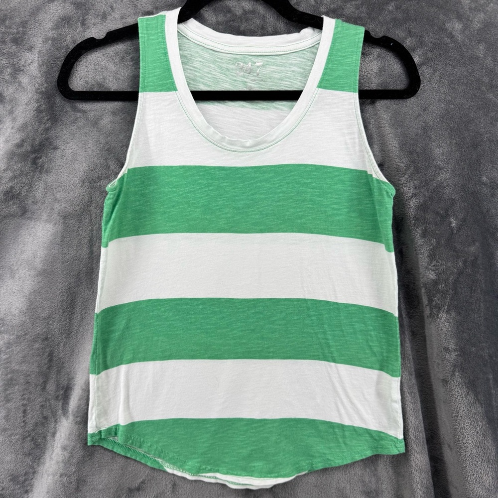 Maurices 24/7 Wide Strap Scoop Neck Rugby Green & White Stripe Tank Top Size XS
